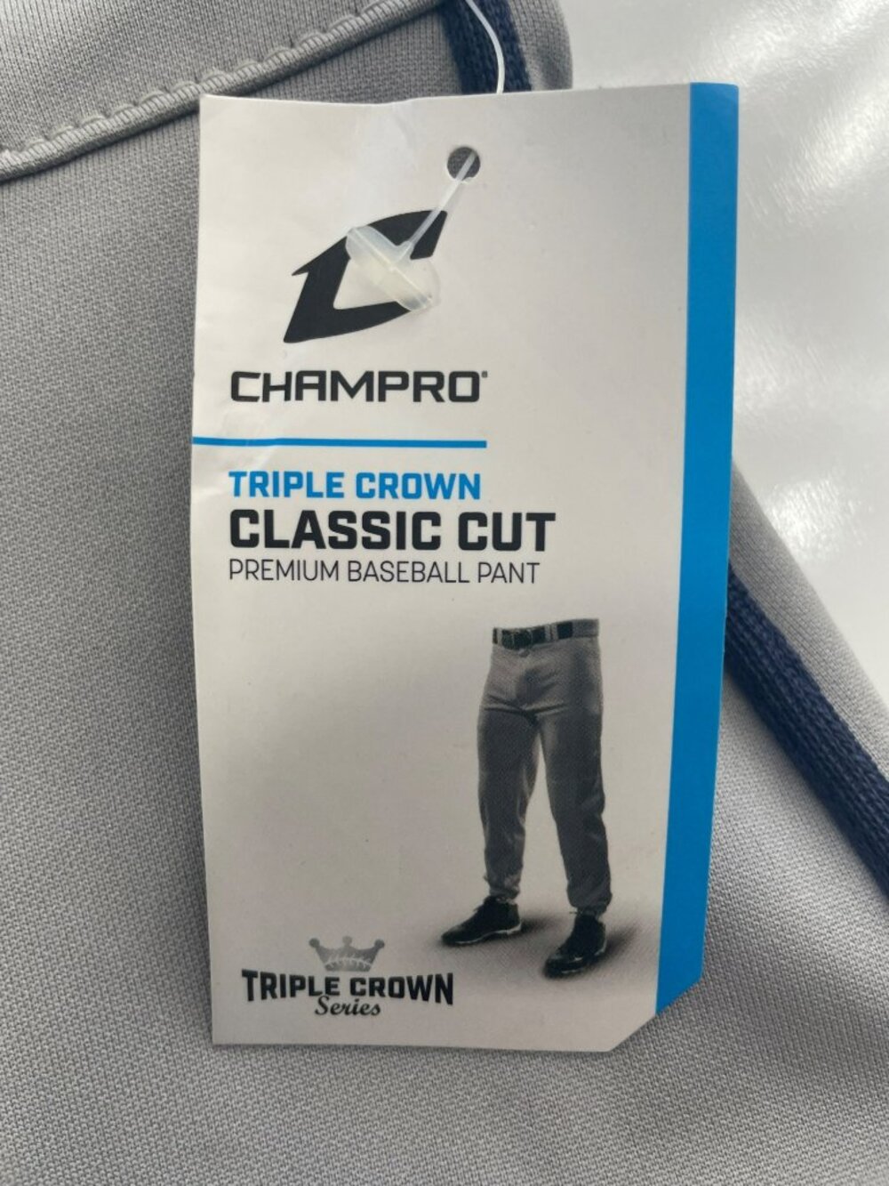 Champro Triple Crown Classic Cut Baseball Pants Gray Navy Piping Men's Sz M NWT - Picture 5 of 13
